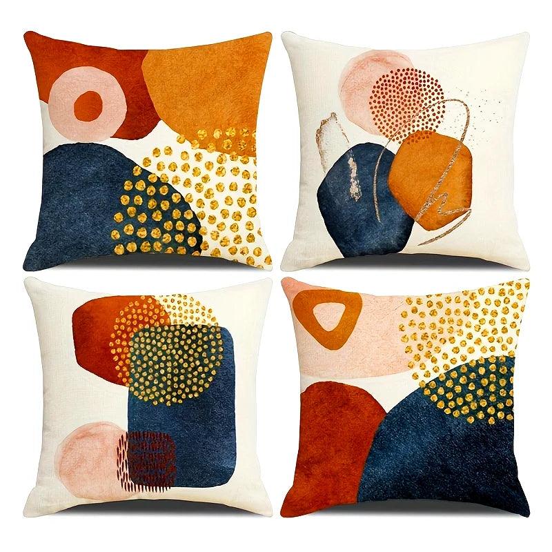 Set of 4 Nordic Leaf Print Pillow Covers – Simple & Elegant Cushion Cases - Maxavendi