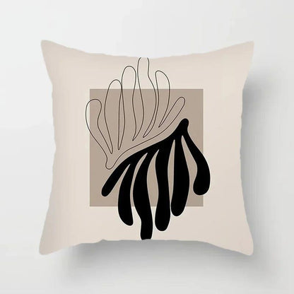 Stylish Abstract Line Design Cushion Cover in Luxurious Peach Skin - Maxavendi