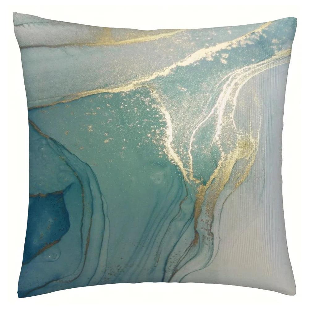 Stylish Aqua Marble Print Cushion Cover - Maxavendi