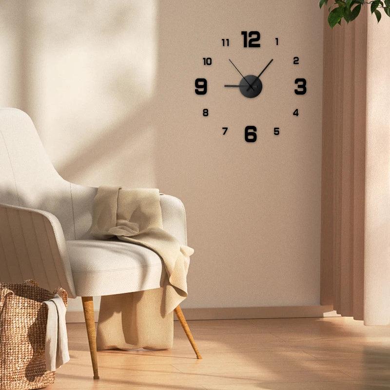 Stylish Frameless DIY Wall Clock Decal - Silent Elegance for Your Living Room or Office Decor - Maxavendi