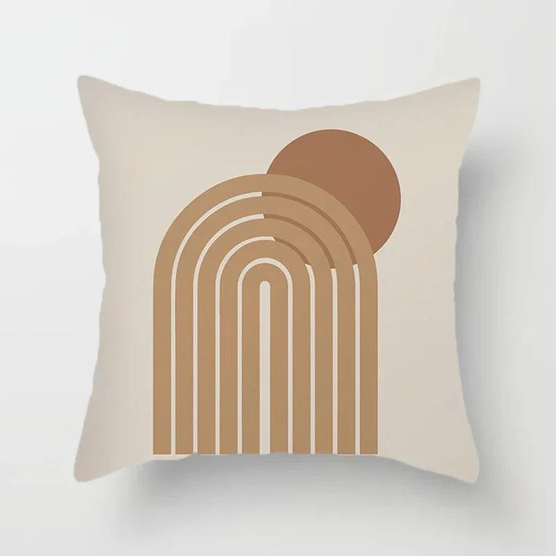 Stylish Abstract Line Design Cushion Cover in Luxurious Peach Skin - Maxavendi