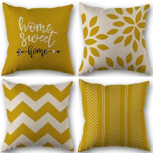 Stylish Home Sweet Home Linen Square Cushion Covers - Set of 4 - Maxavendi