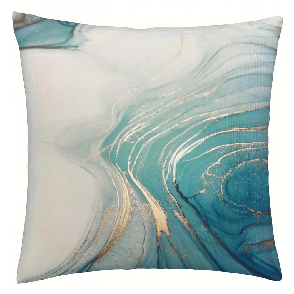 Stylish Aqua Marble Print Cushion Cover - Maxavendi