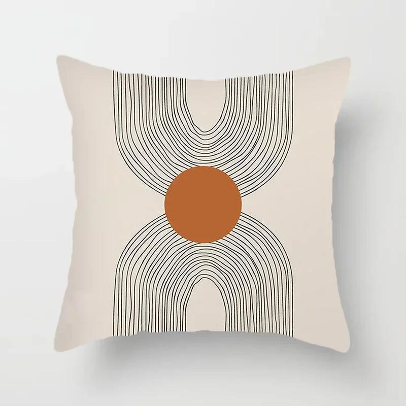 Stylish Abstract Line Design Cushion Cover in Luxurious Peach Skin - Maxavendi