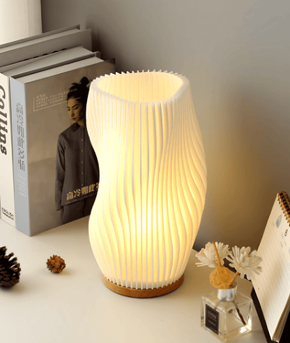 French cream style 3D desk lamp ins internet red pleated bedroom bedside lamp study coffee shop card seat atmosphere lamp - Maxavendi