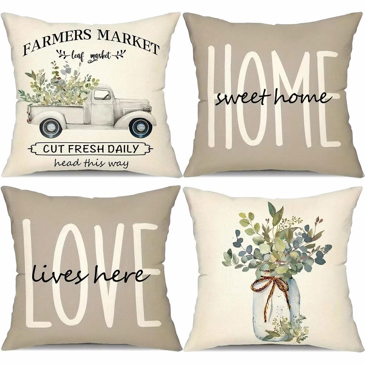 4pcs Farmhouse Throw Pillow Cover - Maxavendi