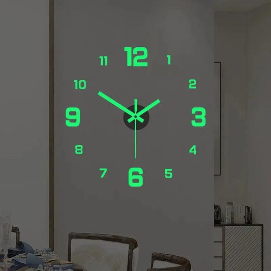 Chic European-Inspired DIY Silent Wall Clock - Stylish Luminous Digital Design for Study & Living Room with No-Punch Wall Stickers - Maxavendi