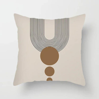 Stylish Abstract Line Design Cushion Cover in Luxurious Peach Skin - Maxavendi