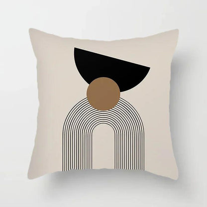 Stylish Abstract Line Design Cushion Cover in Luxurious Peach Skin - Maxavendi