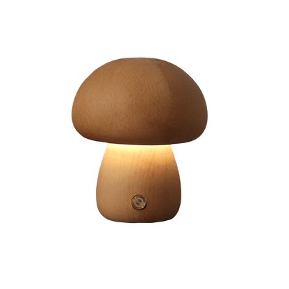 Enchanting Wooden Mushroom Night Light with Touch Control - Maxavendi