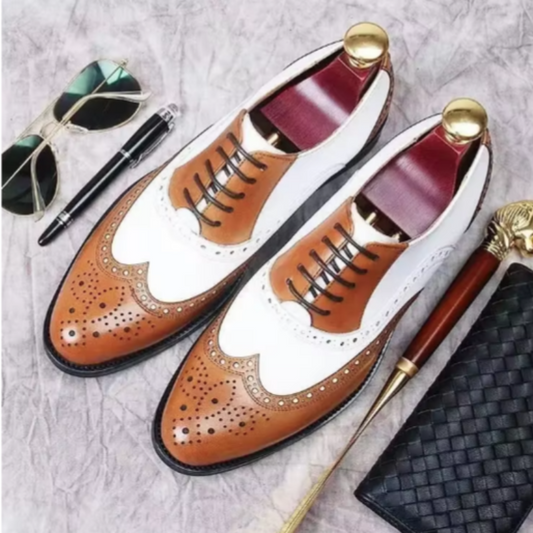 Lunenburg | Retro Mixed Color Men's Dress Shoes - Leather Baroque Oxford Footwear for Business and Casual Wear